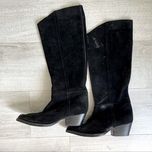 Western styling boots suede black leather boots size 37.